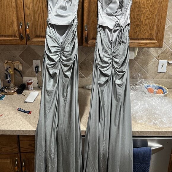 NWT La Femme 28296SC Jersey Prom Dresses Silver Size 8 and 10 - Picture 9 of 9